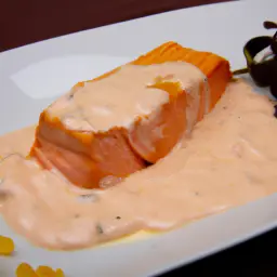 Lachs in Senf-Sahnesauce